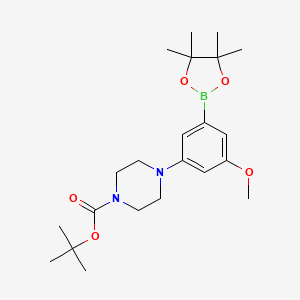 molecular formula C22H35BN2O5 B11826595 Tert-butyl 4-(3-methoxy-5-(4,4,5,5-tetramethyl-1,3,2-dioxaborolan-2-yl)phenyl)piperazine-1-carboxylate 
