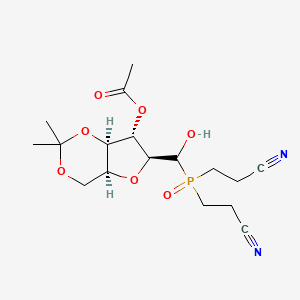 molecular formula C17H25N2O7P B11826678 [(4aS,6S,7S,7aR)-6-[bis(2-cyanoethyl)phosphoryl-hydroxymethyl]-2,2-dimethyl-4a,6,7,7a-tetrahydro-4H-furo[3,2-d][1,3]dioxin-7-yl] acetate 