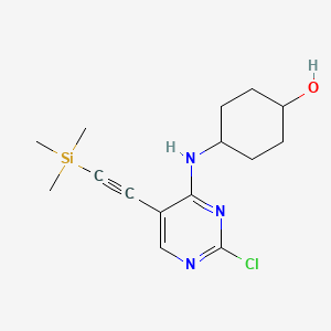 molecular formula C15H22ClN3OSi B11826696 Cyclohexanol, 4-[[2-chloro-5-[2-(trimethylsilyl)ethynyl]-4-pyrimidinyl]amino]-, trans- 