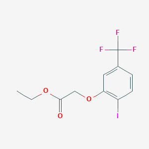 molecular formula C11H10F3IO3 B11826726 Ethyl 2-(2-iodo-5-(trifluoromethyl)phenoxy)acetate 