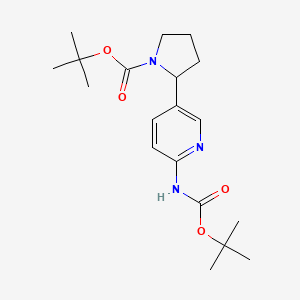 molecular formula C19H29N3O4 B11826767 tert-Butyl 2-(6-((tert-butoxycarbonyl)amino)pyridin-3-yl)pyrrolidine-1-carboxylate 