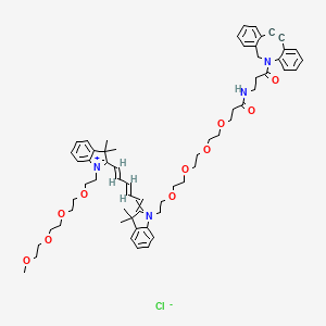 molecular formula C63H79ClN4O10 B11826829 N-[3-(2-azatricyclo[10.4.0.04,9]hexadeca-1(16),4,6,8,12,14-hexaen-10-yn-2-yl)-3-oxopropyl]-3-[2-[2-[2-[2-[2-[(2E,4E)-5-[1-[2-[2-[2-(2-methoxyethoxy)ethoxy]ethoxy]ethyl]-3,3-dimethylindol-1-ium-2-yl]penta-2,4-dienylidene]-3,3-dimethylindol-1-yl]ethoxy]ethoxy]ethoxy]ethoxy]propanamide;chloride 