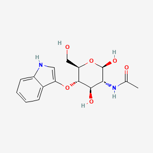 molecular formula C16H20N2O6 B11826857 N-[(2R,3R,4R,5S,6R)-2,4-dihydroxy-6-(hydroxymethyl)-5-(1H-indol-3-yloxy)oxan-3-yl]acetamide 