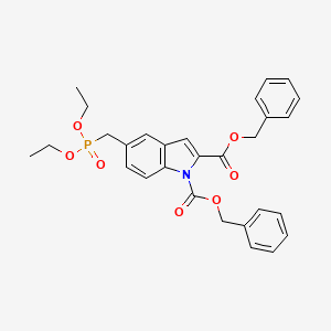 molecular formula C29H30NO7P B11826895 Dibenzyl 5-((diethoxyphosphoryl)methyl)-1H-indole-1,2-dicarboxylate 