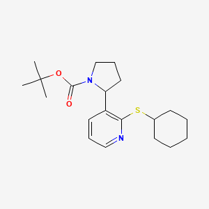 molecular formula C20H30N2O2S B11826933 tert-Butyl 2-(2-(cyclohexylthio)pyridin-3-yl)pyrrolidine-1-carboxylate 