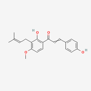 molecular formula C21H22O4 B11826944 1-[2-Hydroxy-4-methoxy-3-(3-methyl-2-buten-1-yl)phenyl]-3-(4-hydroxyphenyl)-2-propen-1-one 
