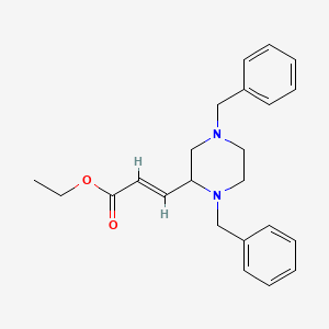 molecular formula C23H28N2O2 B11827078 ethyl (E)-3-(1,4-dibenzylpiperazin-2-yl)acrylate 