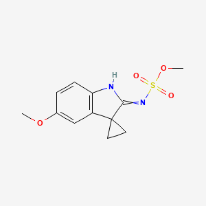 molecular formula C12H14N2O4S B11827094 methyl N-{5'-methoxy-1',2'-dihydrospiro[cyclopropane-1,3'-indol]-2'-ylidene}sulfamate 