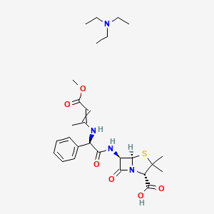 molecular formula C27H40N4O6S B11827132 N,N-diethylethanamine;(2S,5R,6R)-6-[[(2R)-2-[(4-methoxy-4-oxobut-2-en-2-yl)amino]-2-phenylacetyl]amino]-3,3-dimethyl-7-oxo-4-thia-1-azabicyclo[3.2.0]heptane-2-carboxylic acid 