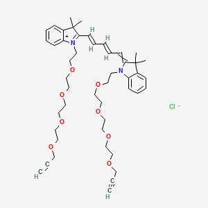 molecular formula C47H63ClN2O8 B11827176 2-[(2E,4E)-5-[3,3-dimethyl-1-[2-[2-[2-(2-prop-2-ynoxyethoxy)ethoxy]ethoxy]ethyl]indol-1-ium-2-yl]penta-2,4-dienylidene]-3,3-dimethyl-1-[2-[2-[2-(2-prop-2-ynoxyethoxy)ethoxy]ethoxy]ethyl]indole;chloride 