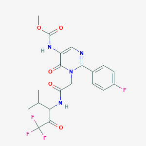 2-(4-Fluorophenyl)-5-((methoxycarbonyl)amino)pyrimidin-4-one-3-ethanoylvaline-trifluoromethylketone
