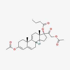 molecular formula C29H38O7 B11827367 (8S,10R,13S,14S,17R)-3-acetoxy-17-(2-acetoxyacetyl)-10,13-dimethyl-2,7,8,10,12,13,14,15,16,17-decahydro-1H-cyclopenta[a]phenanthren-17-yl butyrate 
