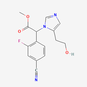molecular formula C15H14FN3O3 B11827475 Methyl 2-(4-cyano-2-fluorophenyl)-2-(5-(2-hydroxyethyl)-1H-imidazol-1-yl)acetate 