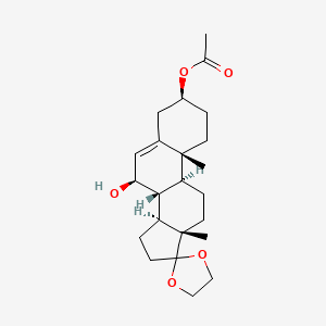 molecular formula C23H34O5 B11827586 [(8R,9R,10R,13S,14R)-7-hydroxy-10,13-dimethyl-spiro[1,2,3,4,7,8,9,11,12,14,15,16-dodecahydrocyclopenta[a]phenanthrene-17,2-1,3-dioxolane]-3-yl] acetate 