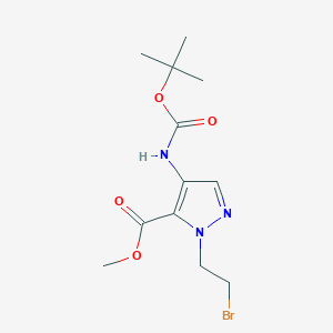 molecular formula C12H18BrN3O4 B11827829 Methyl 1-(2-bromoethyl)-4-((tert-butoxycarbonyl)amino)-1H-pyrazole-5-carboxylate 