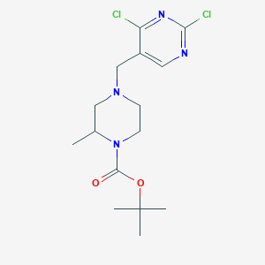 molecular formula C15H22Cl2N4O2 B11828082 tert-Butyl 4-((2,4-dichloropyrimidin-5-yl)methyl)-2-methylpiperazine-1-carboxylate 