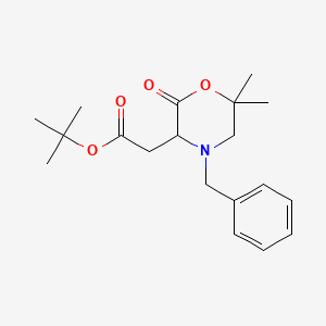 molecular formula C19H27NO4 B11828109 Tert-butyl 2-(4-benzyl-6,6-dimethyl-2-oxomorpholin-3-yl)acetate 