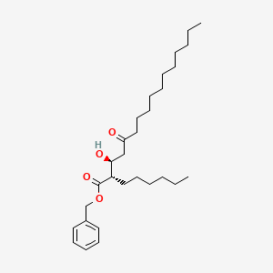 molecular formula C29H48O4 B11828141 Hexadecanoic acid, 2-hexyl-3-hydroxy-5-oxo-, phenylmethyl ester, (2S,3S)- 