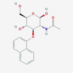 molecular formula C18H21NO6 B11828203 N-[(2R,3R,4R,5S,6R)-2,5-Dihydroxy-6-(hydroxymethyl)-4-(naphthalen-1-yloxy)oxan-3-YL]acetamide 