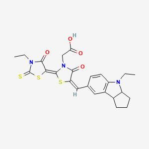 molecular formula C24H25N3O4S3 B11828251 Thiazolidinylidene)-4-oxo-3-thiazolidineacetic acid 