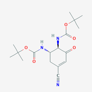 molecular formula C17H25N3O5 B11828489 di-tert-butyl ((1S,2R)-5-cyano-3-oxocyclohex-4-ene-1,2-diyl)dicarbamate 