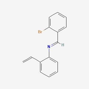 molecular formula C15H12BrN B11828593 (E)-1-(2-bromophenyl)-N-(2-ethenylphenyl)methanimine 