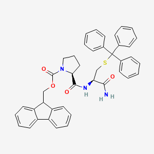 molecular formula C42H39N3O4S B11828620 L-Cysteinamide, 1-[(9H-fluoren-9-ylmethoxy)carbonyl]-L-prolyl-S-(triphenylmethyl)- 