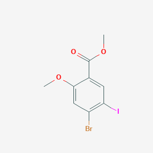 molecular formula C9H8BrIO3 B11828702 Methyl 4-bromo-5-iodo-2-methoxybenzoate 
