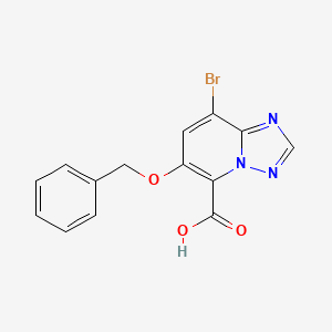 molecular formula C14H10BrN3O3 B11828896 6-(Benzyloxy)-8-bromo-[1,2,4]triazolo[1,5-a]pyridine-5-carboxylic acid 
