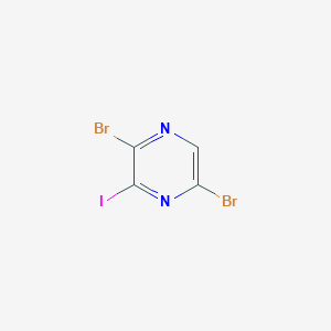 molecular formula C4HBr2IN2 B11828938 2,5-Dibromo-3-iodopyrazine 