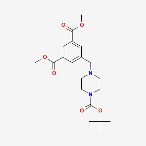 molecular formula C20H28N2O6 B11828948 Dimethyl 5-((4-(tert-butoxycarbonyl)piperazin-1-yl)methyl)isophthalate 