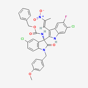 molecular formula C35H27Cl2FN4O6 B11828972 benzyl (R,E)-(5-chloro-3-(6-chloro-5-fluoro-3-(2-nitroprop-1-en-1-yl)-1H-indol-2-yl)-1-(4-methoxybenzyl)-2-oxoindolin-3-yl)carbamate 