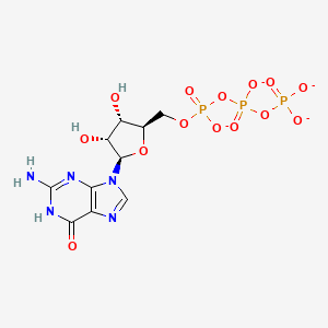 molecular formula C10H12N5O14P3-4 B11829275 Guanosine 5'-triphosphate CAS No. 86527-72-2