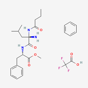 molecular formula C28H38F3N3O6 B11829288 benzene;methyl (2S)-2-[[(2S)-2-amino-2-(butanoylamino)-4-methylpentanoyl]amino]-3-phenylpropanoate;2,2,2-trifluoroacetic acid 