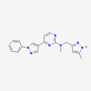 molecular formula C19H19N7 B11829291 N-Methyl-N-((5-methyl-1H-pyrazol-3-yl)methyl)-4-(1-phenyl-1H-pyrazol-4-yl)pyrimidin-2-amine 