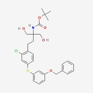 molecular formula C29H34ClNO5S B11829300 Carbamic acid, N-[3-[2-chloro-4-[[3-(phenylmethoxy)phenyl]thio]phenyl]-1,1-bis(hydroxymethyl)propyl]-, 1,1-dimethylethyl ester 