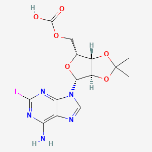 molecular formula C14H16IN5O6 B11829323 [(3aR,4R,6R,6aS)-4-(6-amino-2-iodopurin-9-yl)-2,2-dimethyl-3a,4,6,6a-tetrahydrofuro[3,4-d][1,3]dioxol-6-yl]methyl hydrogen carbonate 