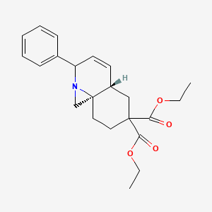 molecular formula C22H27NO4 B11829359 diethyl (5aS,9aR)-3-phenyl-5a,6,8,9-tetrahydro-1H-azirino[2,1-j]quinoline-7,7(3H)-dicarboxylate 
