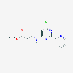 molecular formula C14H15ClN4O2 B11829372 Ethyl 3-((6-chloro-2-(pyridin-2-yl)pyrimidin-4-yl)amino)propanoate 