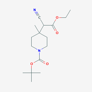 molecular formula C16H26N2O4 B11829412 Tert-butyl 4-(1-cyano-2-ethoxy-2-oxoethyl)-4-methylpiperidine-1-carboxylate 