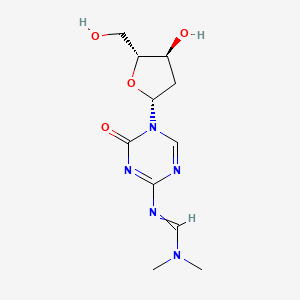 molecular formula C11H17N5O4 B11829632 N'-[5-[(2R,4S,5R)-4-hydroxy-5-(hydroxymethyl)oxolan-2-yl]-4-oxo-1,3,5-triazin-2-yl]-N,N-dimethylmethanimidamide 
