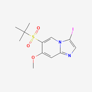 molecular formula C12H15IN2O3S B11829660 6-(tert-Butylsulfonyl)-3-iodo-7-methoxyimidazo[1,2-a]pyridine 