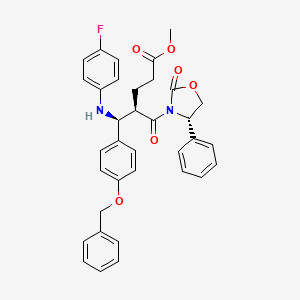 molecular formula C35H33FN2O6 B11829681 Methyl (4R,5S)-5-(4-(benzyloxy)phenyl)-5-((4-fluorophenyl)amino)-4-((S)-2-oxo-4-phenyloxazolidine-3-carbonyl)pentanoate 