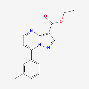 molecular formula C16H15N3O2 B11829705 Ethyl 7-(m-tolyl)pyrazolo[1,5-a]pyrimidine-3-carboxylate 