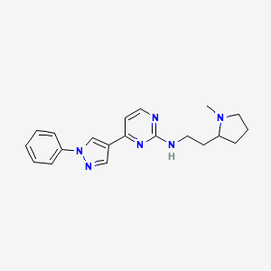 molecular formula C20H24N6 B11829772 N-(2-(1-Methylpyrrolidin-2-yl)ethyl)-4-(1-phenyl-1H-pyrazol-4-yl)pyrimidin-2-amine 