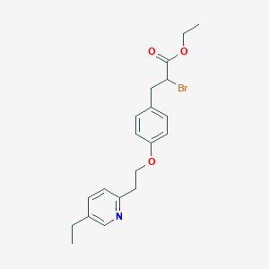 molecular formula C20H24BrNO3 B11829808 Ethyl 2-bromo-3-(4-(2-(5-ethylpyridin-2-yl)ethoxy)phenyl)propanoate 