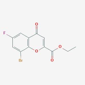 molecular formula C12H8BrFO4 B11829841 ethyl 8-bromo-6-fluoro-4-oxo-4H-chromene-2-carboxylate 