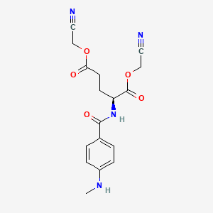molecular formula C17H18N4O5 B11829869 L-Glutamic acid, N-[4-(methylamino)benzoyl]-, 1,5-bis(cyanomethyl) ester 