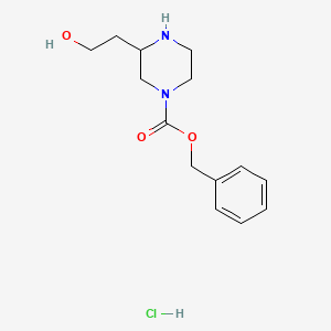 molecular formula C14H21ClN2O3 B11829875 Benzyl 3-(2-hydroxyethyl)piperazine-1-carboxylate hydrochloride 