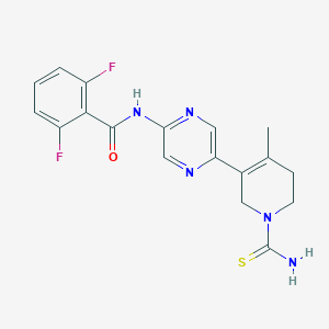 molecular formula C18H17F2N5OS B11829893 N-(5-(1-carbamothioyl-4-methyl-1,2,5,6-tetrahydropyridin-3-yl)pyrazin-2-yl)-2,6-difluorobenzamide 
